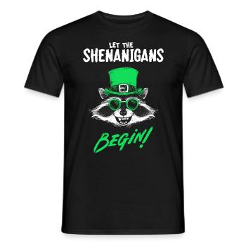 Let The Shenanigans Begin! Raccoon Irish - Men's T-Shirt - black - Front - AI Model Male 178 light (178cm)
