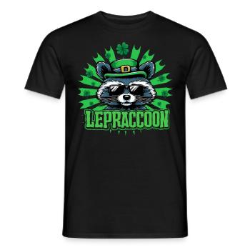 Lepraccoon Irisch Kobold Waschbär Saint Patrick - Männer T-Shirt - Schwarz - Vorne - AI Model Male 178 light (178cm)