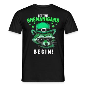 Let The Shenanigans Begin! Irish Raccoon - Men's T-Shirt - black - Front - AI Model Male 178 light (178cm)