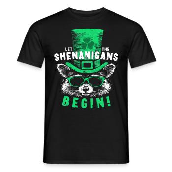 Let The Shenanigans Begin! Saint Patrick Raccoon - Men's T-Shirt - black - Front - AI Model Male 178 light (178cm)