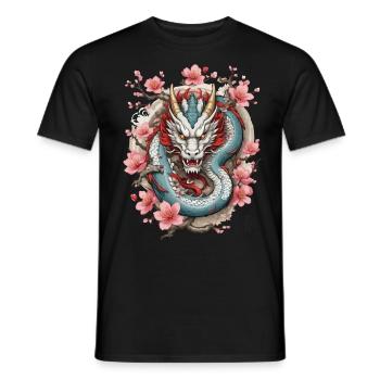 Japanischer Drache Aesthetic Streetwear Design - Männer T-Shirt - Schwarz - Vorne - AI Model Male 178 light (178cm)