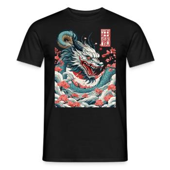 Tatouage de dragon japonais streetwear esthétique - T-shirt homme - noir - Devant - AI Model Male 178 light (178cm)