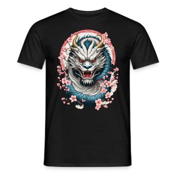 Japanese Dragon Tattoo Aesthetic Streetwear - Men's T-Shirt - black - Front - AI Model Male 178 light (178cm)