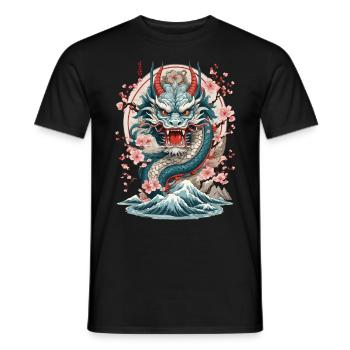 Tatouage de dragon japonais streetwear esthétique - T-shirt homme - noir - Devant - AI Model Male 178 light (178cm)
