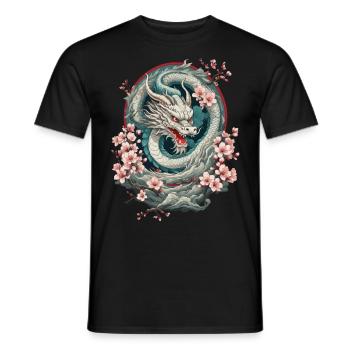Design streetwear esthétique du dragon japonais - T-shirt homme - noir - Devant - AI Model Male 178 light (178cm)