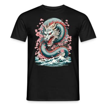 Japanischer Drache Tattoo Aesthetic Streetwear - Männer T-Shirt - Schwarz - Vorne - AI Model Male 178 light (178cm)