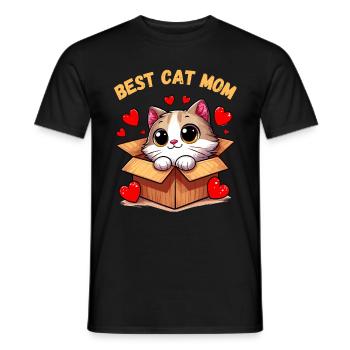 Katze Katzen Katzenmama Kätzchen Herz Mutter süß - Männer T-Shirt - Schwarz - Vorne - AI Model Male 178 light (178cm)