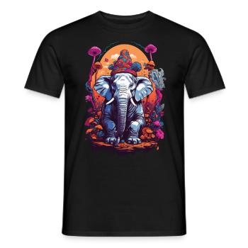 Elefant Psychedelic Art Goa Trance Pilze - Männer T-Shirt - Schwarz - Vorne - AI Model Male 178 light (178cm)