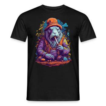 Walross Psychedelic Art Musik Festival Farben - Männer T-Shirt - Schwarz - Vorne - AI Model Male 178 light (178cm)