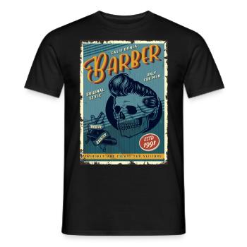 Retro Skull Barber Chic Poster - Männer T-Shirt - Schwarz - Vorne - AI Model Male 178 light (178cm)