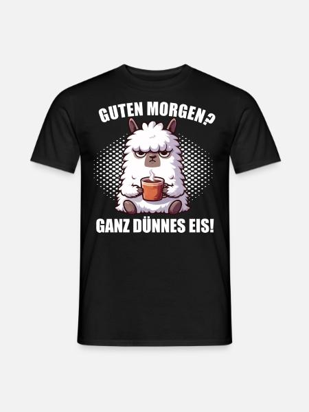 Guten morgen Ganz dünnes Eis lama Alpaka lamas - Männer T-Shirt - Schwarz