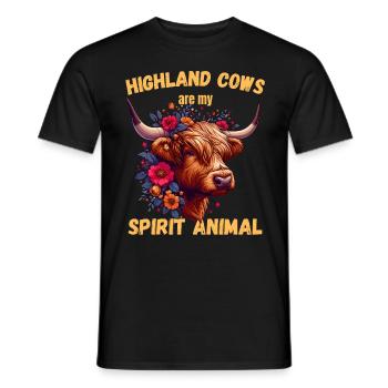 Vache, Highlands Écossais, Boeuf, , Animal, Âme - T-shirt homme - noir - Devant - AI Model Male 178 light (178cm)