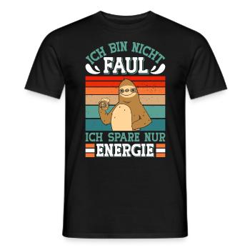 Faulenzer Bin nicht Faul Spare Energie Mitarbeiter - Männer T-Shirt - Schwarz - Vorne - AI Model Male 178 light (178cm)