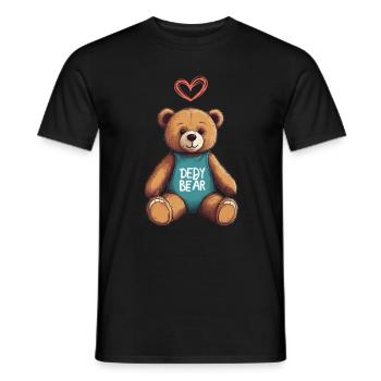 Teddy Bear Cartoon with Heart Teddy Bear Cute - Men's T-Shirt - black - Front - AI Model Male 178 light (178cm)