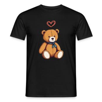 Teddy Bear Cartoon with Heart Teddy Bear Cute - Men's T-Shirt - black - Front - AI Model Male 178 light (178cm)