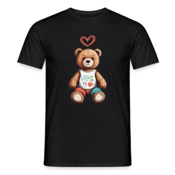 Teddy Bear Cartoon with Heart Teddy Bear Cute - Men's T-Shirt - black - Front - AI Model Male 178 light (178cm)