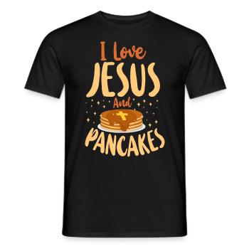 Les enfants amoureux des crêpes J’aime Jésus - T-shirt homme - noir - Devant - AI Model Male 178 light (178cm)