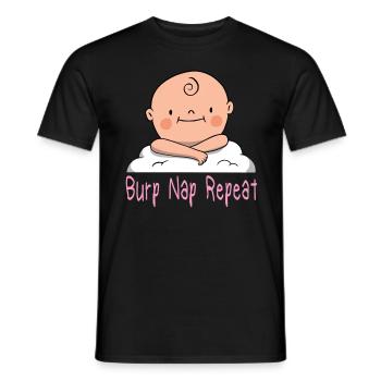 Burp Nap Repeat Pregnancy Baby Babies - Men's T-Shirt - black - Front - AI Model Male 178 light (178cm)