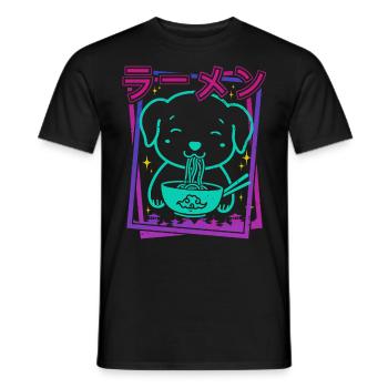 Anime Hund japanische Animation Ramen Nudeln lustig - Männer T-Shirt - Schwarz - Vorne - AI Model Male 178 light (178cm)