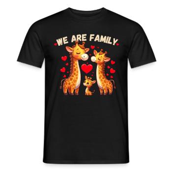 Familie Mutter Vater Kind Baby Giraffe Herz Liebe - Männer T-Shirt - Schwarz - Vorne - AI Model Male 178 light (178cm)