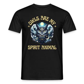 Owl, Owls, Spirit, Animal, Soul, Favorite Animal, Forest - Men's T-Shirt - black - Front - AI Model Male 178 light (178cm)