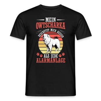 Ovcharka protects me Caucasian Ovcharka - Men's T-Shirt - black - Front - AI Model Male 178 light (178cm)