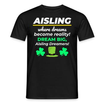 Nom de fille irlandaise Aisling Dreamy Reality pour Dreamer - T-shirt homme - noir - Devant - AI Model Male 178 light (178cm)