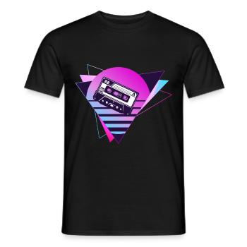 Mixtape Retro, Retro, Cassette, neon - Männer T-Shirt - Schwarz - Vorne - AI Model Male 178 light (178cm)