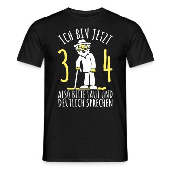 34. Geburtstag 34er 34ter Ich bin jetzt 34 Jahre - Männer T-Shirt - Schwarz - Vorne - AI Model Male 178 light (178cm)