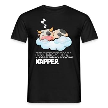 Professinonal Napper Cow Sleeping Late Riser - Men's T-Shirt - black - Front - AI Model Male 178 light (178cm)