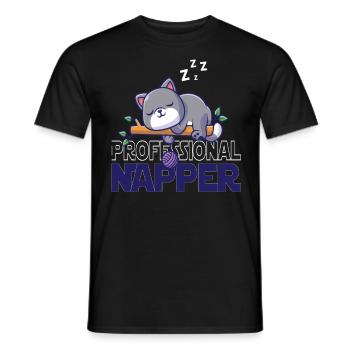 Professinonal Napper, Cat, Cats, Baby, Cats - Men's T-Shirt - black - Front - AI Model Male 178 light (178cm)