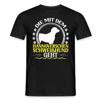 Celui avec le Chien courant de Hanovre - T-shirt homme - noir - Devant - AI Model Male 178 light (178cm)