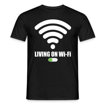 Living On Wi-Fi Wifi Wifi Saying Internet Signal - Men's T-Shirt - black - Front - AI Model Male 178 light (178cm)
