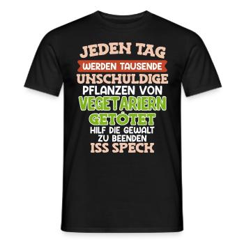 Anti Vegan TAUSENDE UNSCHULDIGE PFLANZEN GETÖTET - Männer T-Shirt - Schwarz - Vorne - AI Model Male 178 light (178cm)