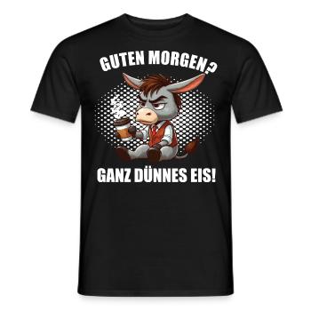 Guten Morgen ganz dünnes Eis Esel Eselchen Muli - Männer T-Shirt - Schwarz - Vorne - AI Model Male 178 light (178cm)