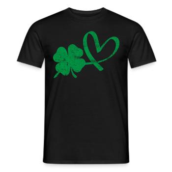 Cœur vert de trèfle irlandais - T-shirt homme - noir - Devant - AI Model Male 178 light (178cm)