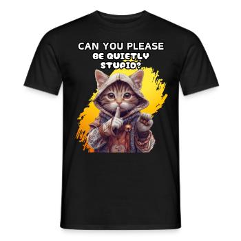 Can you please be quietly stupid? Irony, humor, - Men's T-Shirt - black - Front - AI Model Male 178 light (178cm)