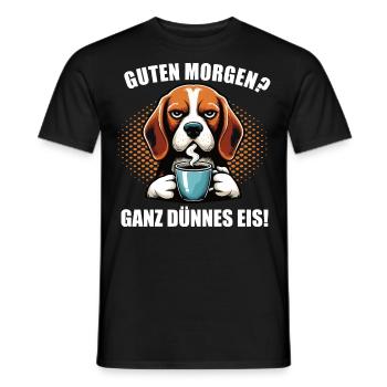 Guten Morgen ganz dünnes Eis Beagle Beaglebesitzer - Männer T-Shirt - Schwarz - Vorne - AI Model Male 178 light (178cm)