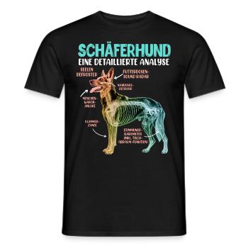 Deutscher Schäferhund DETAILIERTE ANALYSE Lustig - Männer T-Shirt - Schwarz - Vorne - AI Model Male 178 light (178cm)