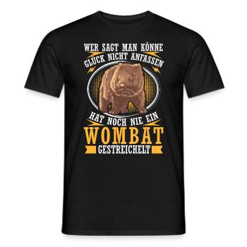 Wombat streicheln Australien Beuteltier - Männer T-Shirt - Schwarz - Vorne - AI Model Male 178 light (178cm)