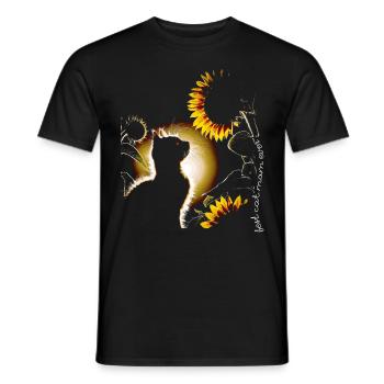 Chat tournesol - T-shirt homme - noir - Devant - AI Model Male 178 light (178cm)