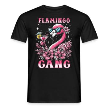 Flamingo Gang - Men's T-Shirt - black - Front - AI Model Male 178 light (178cm)