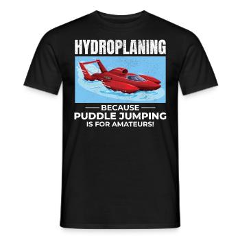 Hydroplane Boat Racing Humor Puddle Jumping Funny - Men's T-Shirt - black - Front - AI Model Male 178 light (178cm)