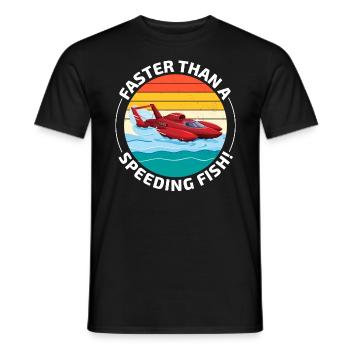 Wasserflugzeug Humor: Schneller als ein rasender Fisch - Männer T-Shirt - Schwarz - Vorne - AI Model Male 178 light (178cm)