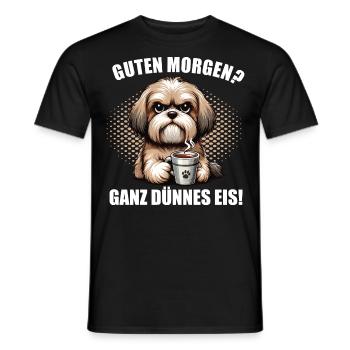 Guten Morgen ganz dünnes Eis Havaneser Havanese - Männer T-Shirt - Schwarz - Vorne - AI Model Male 178 light (178cm)