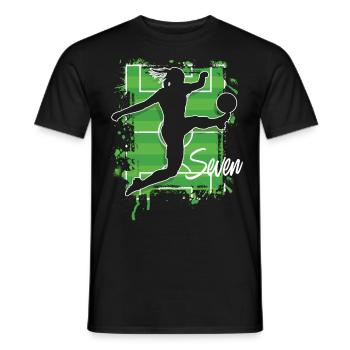 Fußballerin Fußball 7. Geburtstag - Männer T-Shirt - Schwarz - Vorne - AI Model Male 178 light (178cm)