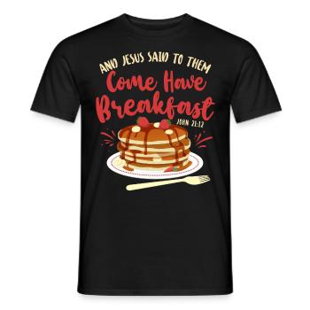 Citation biblique pour enfants amoureux des crêpes - T-shirt homme - noir - Devant - AI Model Male 178 light (178cm)