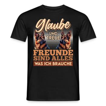 GLAUBE UND TREUE FREUNDE SIND ALLES Deutsche - Männer T-Shirt - Schwarz - Vorne - AI Model Male 178 light (178cm)