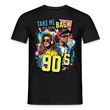 90s 90s Music Colorful Party Carnival Costume - Men's T-Shirt - black - Front - AI Model Male 178 light (178cm)