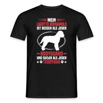 Lagotto Romagnolo protects me water dog - Men's T-Shirt - black - Front - AI Model Male 178 light (178cm)